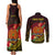 Personalized Papua New Guinea Couples Matching Tank Maxi Dress and Long Sleeve Button Shirts Coat Of Arms Tropical Flowers Polynesian Pattern LT05 - Polynesian Pride