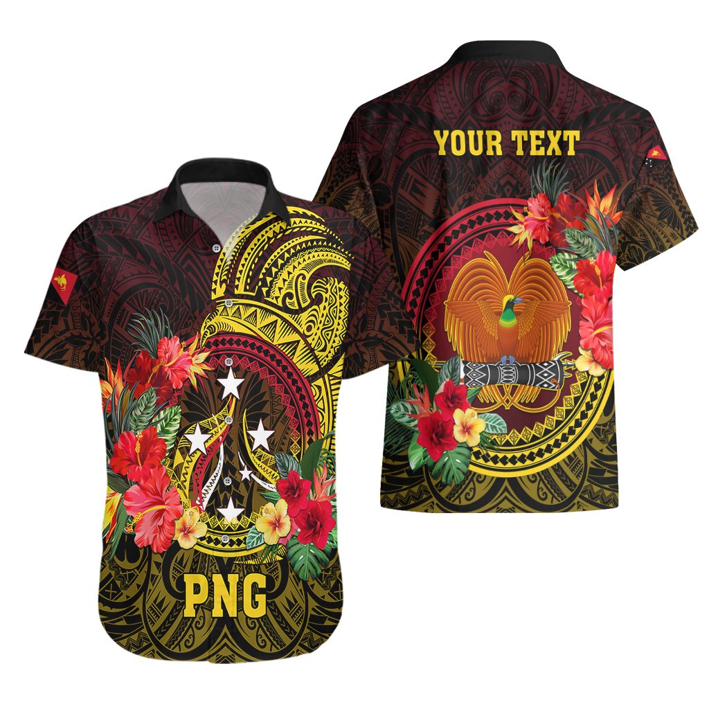Personalized Papua New Guinea Hawaiian Shirt Coat Of Arms Tropical Flowers Polynesian Pattern LT05 - Polynesian Pride