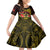 Personalized Papua New Guinea Kid Short Sleeve Dress Coat Of Arms Tropical Flowers Polynesian Pattern LT05 KID Yellow - Polynesian Pride