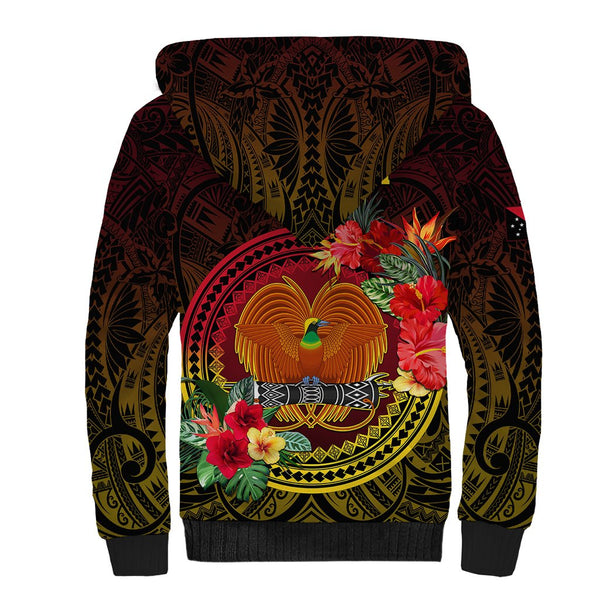 Papua New Guinea Madang Province Sherpa Hoodie Mix Coat Of Arms Polynesian Pattern LT05 main image 1