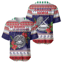 American Samoa Christmas Baseball Jersey Poinsettia La Maunia Le Kilisimasi LT05 - Polynesian Pride