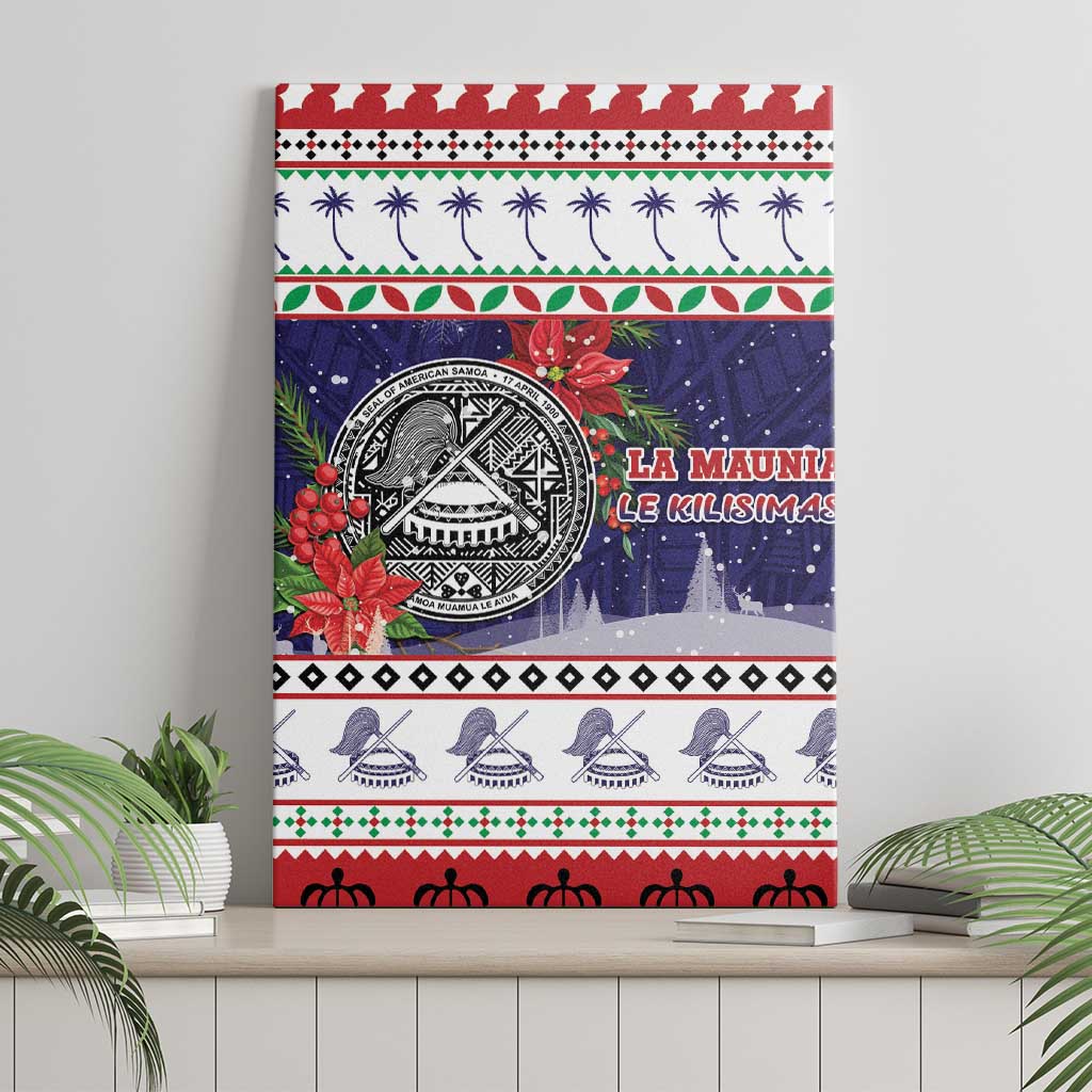 American Samoa Christmas Canvas Wall Art Poinsettia La Maunia Le Kilisimasi
