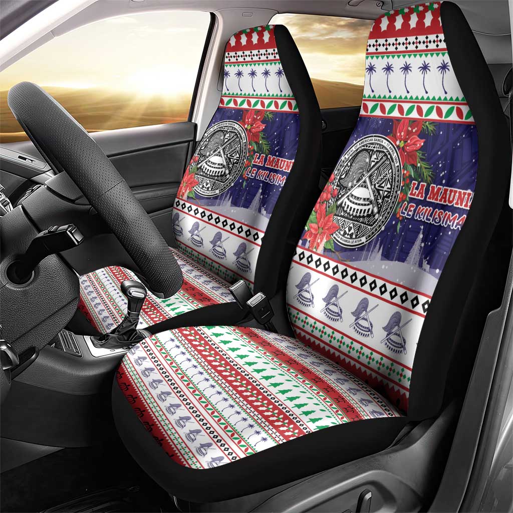 American Samoa Christmas Car Seat Cover Poinsettia La Maunia Le Kilisimasi LT05 - Polynesian Pride