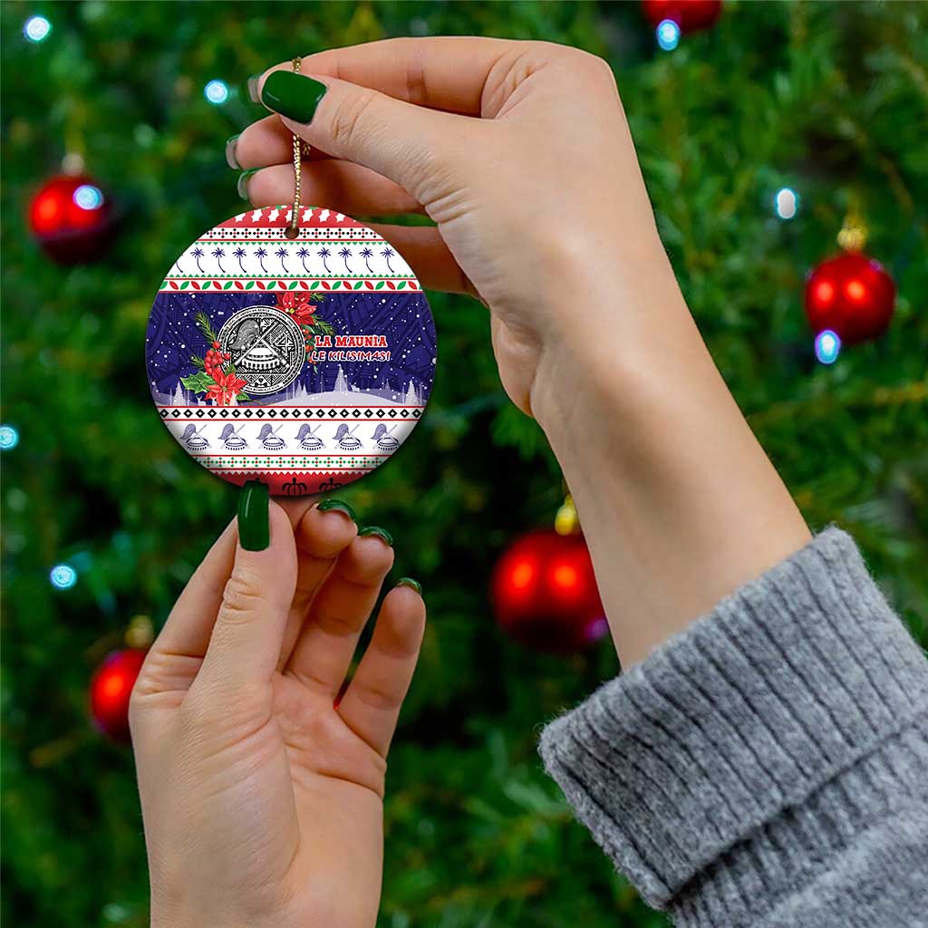 American Samoa Christmas Ceramic Ornament Poinsettia La Maunia Le Kilisimasi