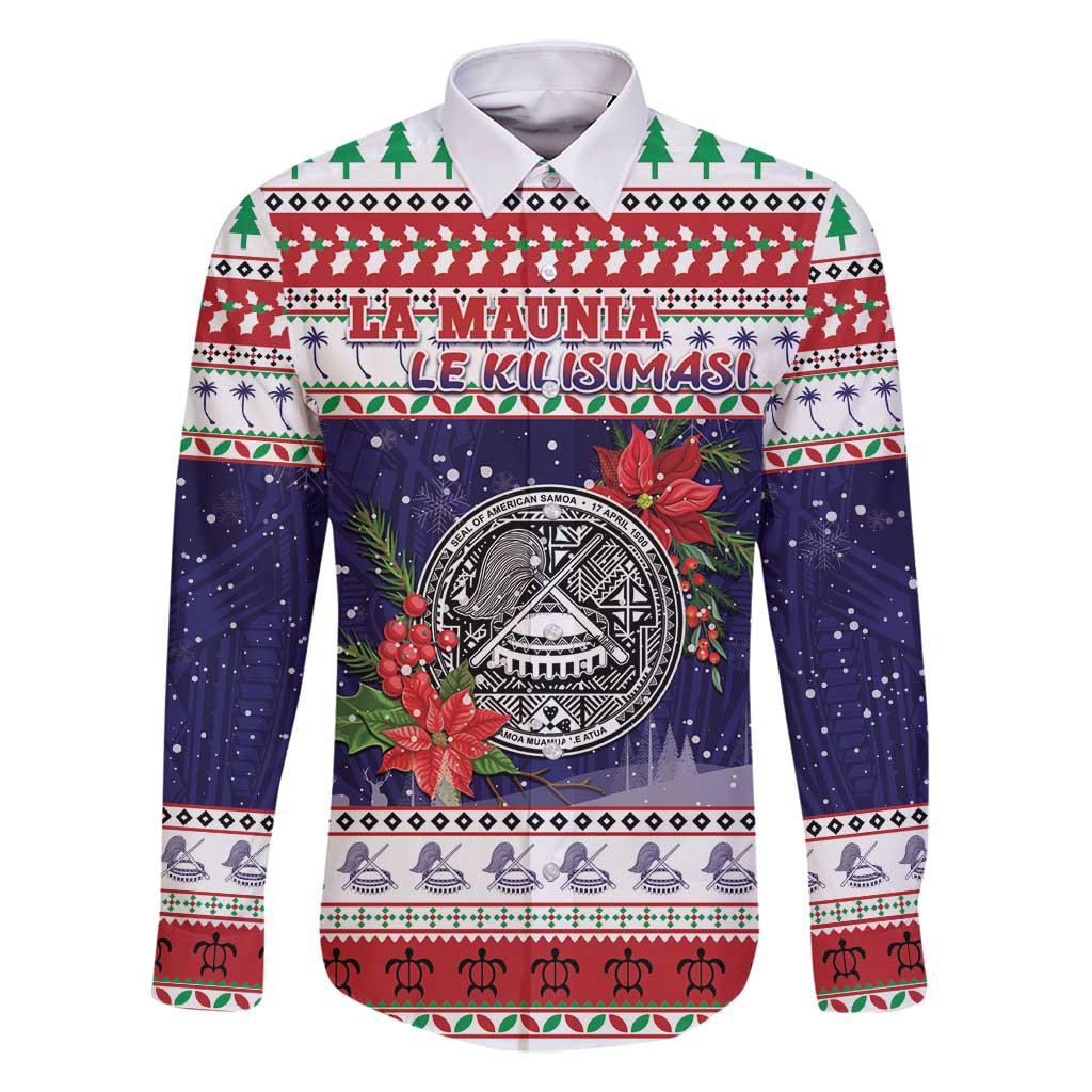 American Samoa Christmas Family Matching Summer Maxi Dress and Hawaiian Shirt Poinsettia La Maunia Le Kilisimasi