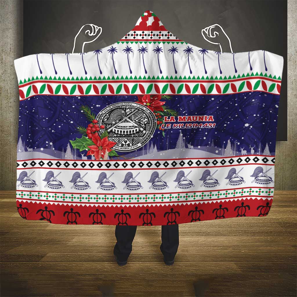 American Samoa Christmas Hooded Blanket Poinsettia La Maunia Le Kilisimasi LT05 - Polynesian Pride