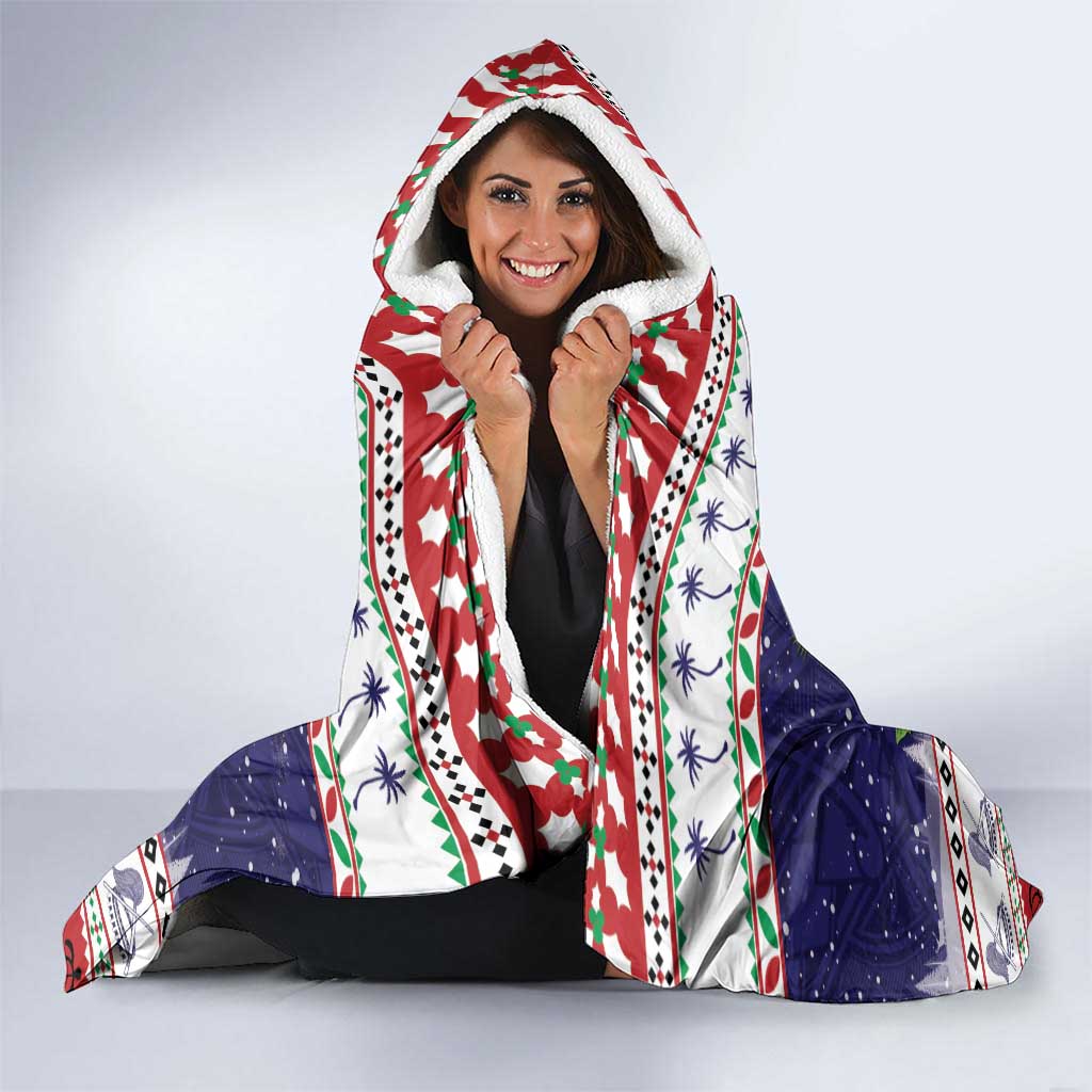 American Samoa Christmas Hooded Blanket Poinsettia La Maunia Le Kilisimasi LT05 - Polynesian Pride