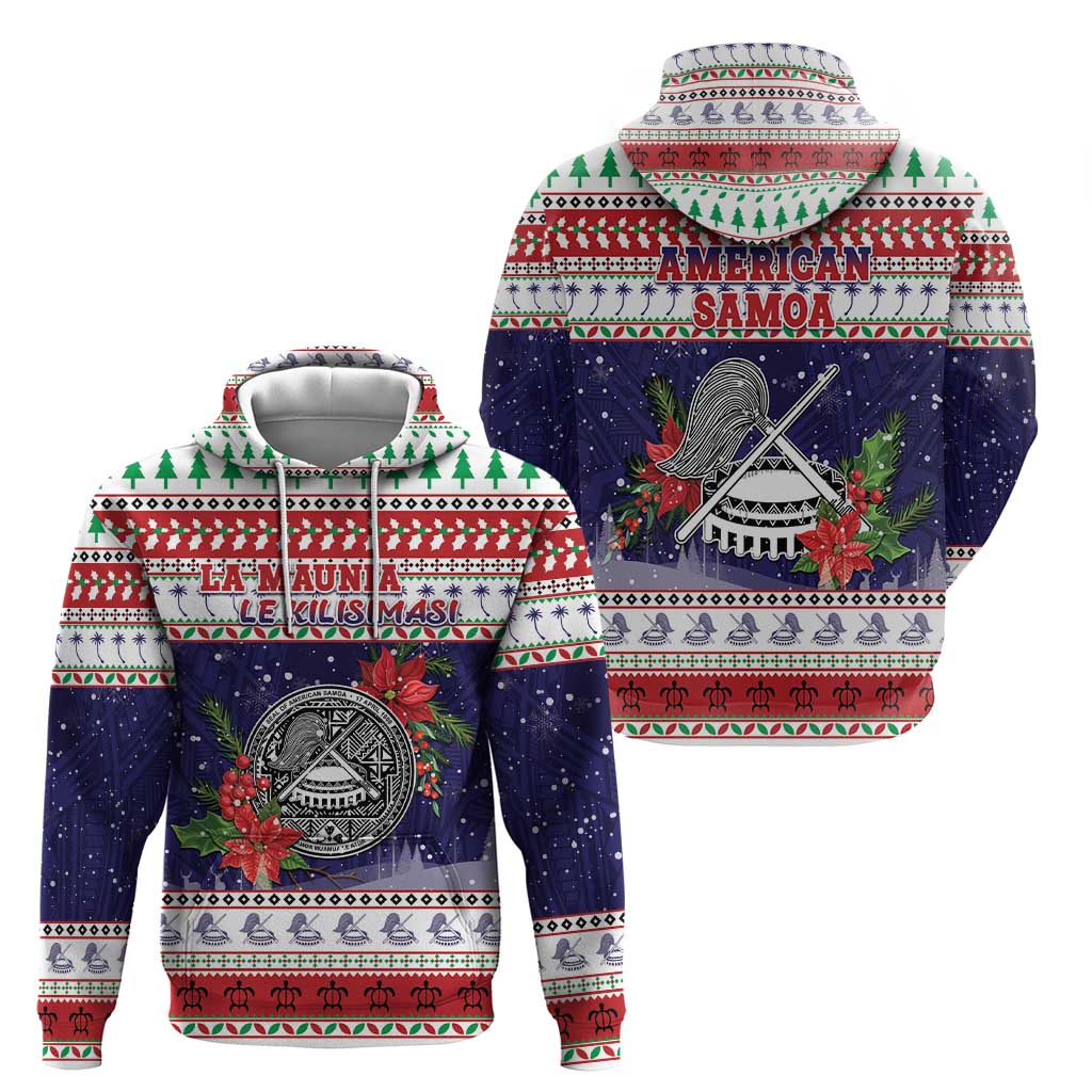 American Samoa Christmas Hoodie Poinsettia La Maunia Le Kilisimasi