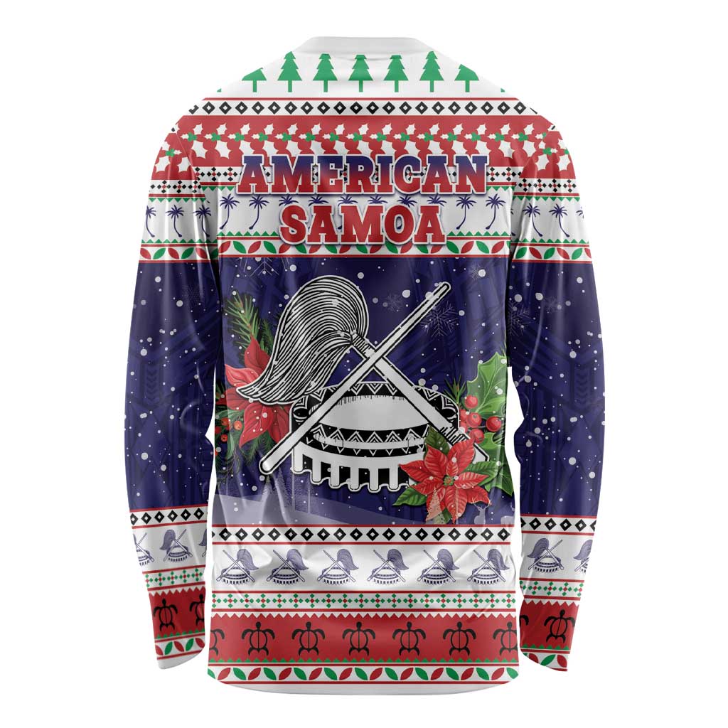 American Samoa Christmas Long Sleeve Shirt Poinsettia La Maunia Le Kilisimasi