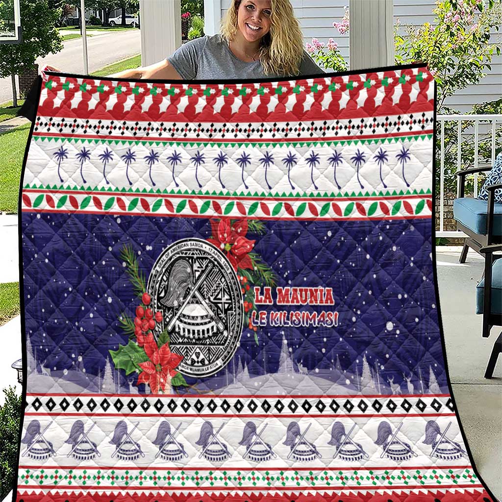 American Samoa Christmas Quilt Poinsettia La Maunia Le Kilisimasi LT05 White - Polynesian Pride