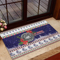 American Samoa Christmas Rubber Doormat Poinsettia La Maunia Le Kilisimasi LT05 - Polynesian Pride