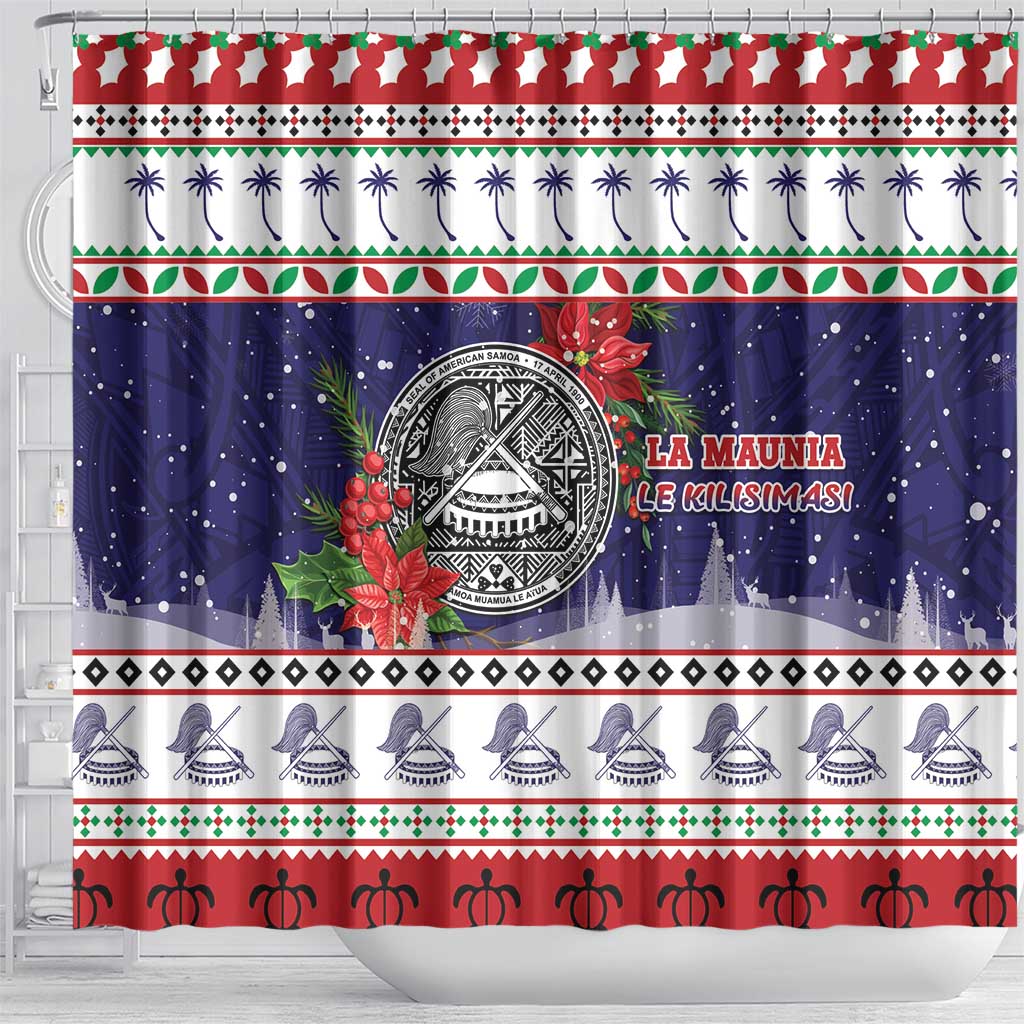 American Samoa Christmas Shower Curtain Poinsettia La Maunia Le Kilisimasi