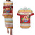 French Polynesia Christmas Couples Matching Puletasi and Hawaiian Shirt Coat Of Arms Merry Xmas