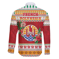 French Polynesia Christmas Family Matching Off The Shoulder Long Sleeve Dress and Hawaiian Shirt Coat Of Arms Merry Xmas LT05 - Polynesian Pride
