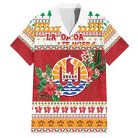 French Polynesia Christmas Family Matching Tank Maxi Dress and Hawaiian Shirt Coat Of Arms Merry Xmas