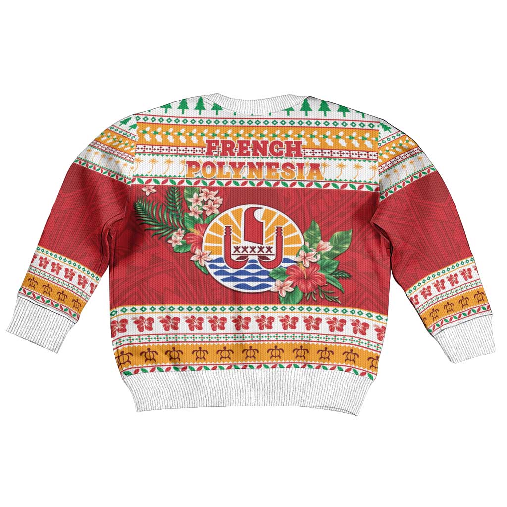 French Polynesia Christmas Kid Ugly Christmas Sweater Coat Of Arms Merry Xmas