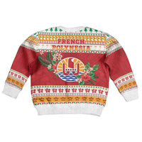 French Polynesia Christmas Kid Ugly Christmas Sweater Coat Of Arms Merry Xmas