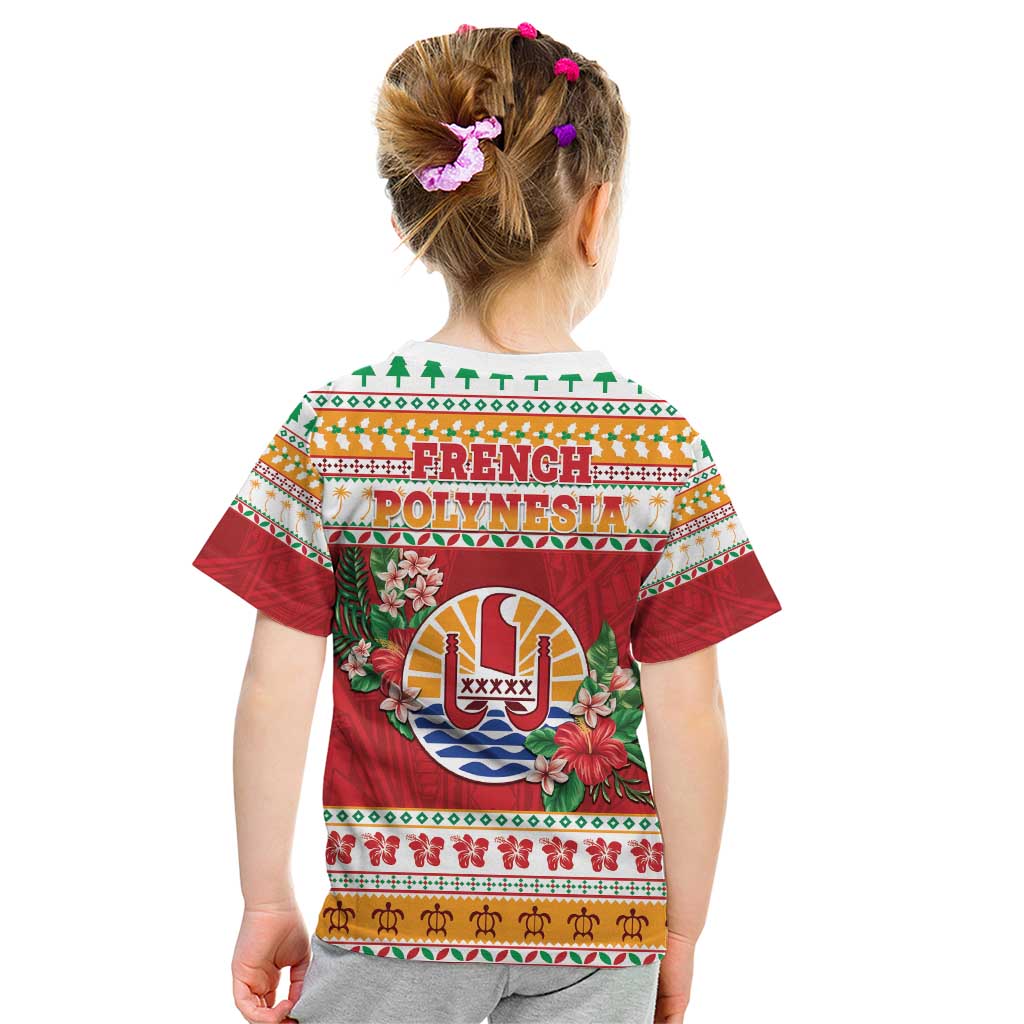 French Polynesia Christmas Kid T Shirt Coat Of Arms Merry Xmas