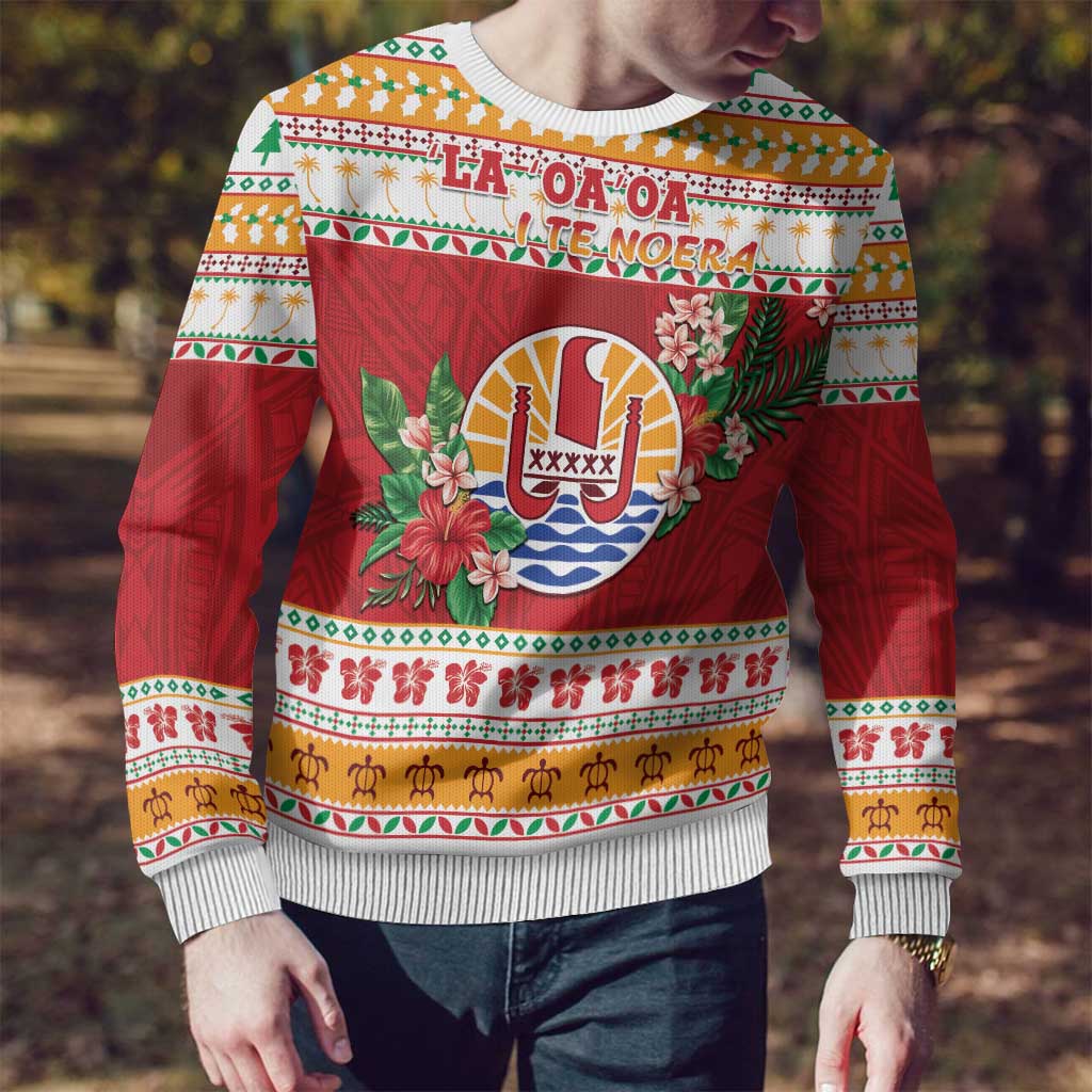 French Polynesia Christmas Ugly Christmas Sweater Coat Of Arms Merry Xmas