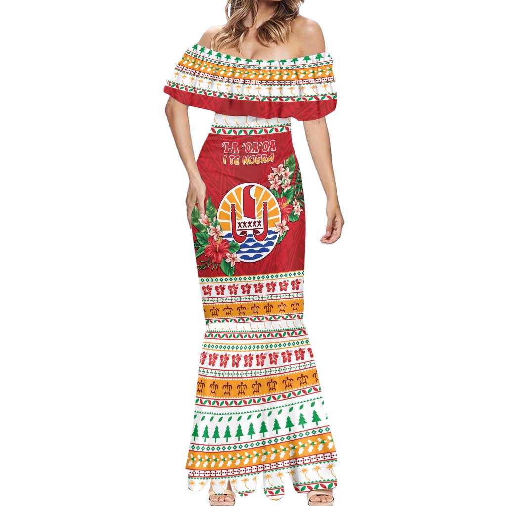 French Polynesia Christmas Mermaid Dress Coat Of Arms Merry Xmas