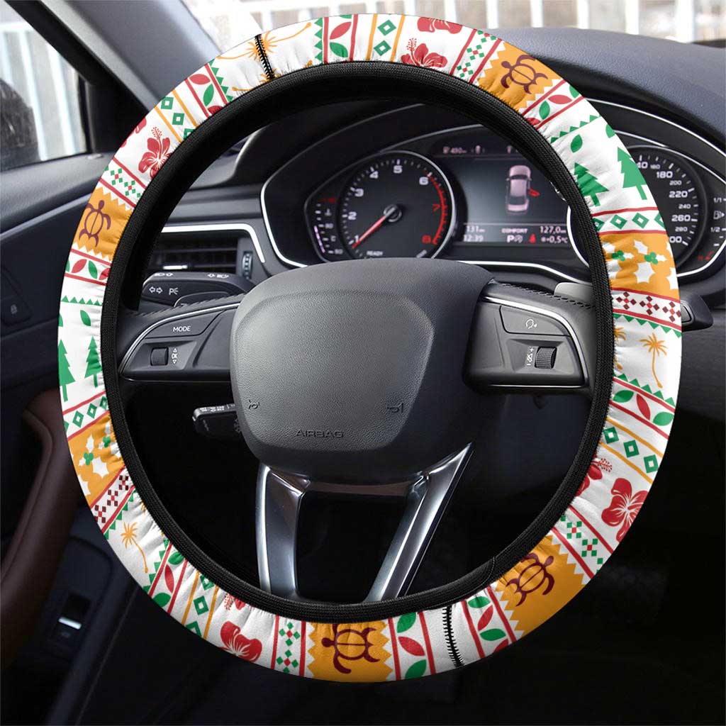 French Polynesia Christmas Steering Wheel Cover Coat Of Arms Merry Xmas