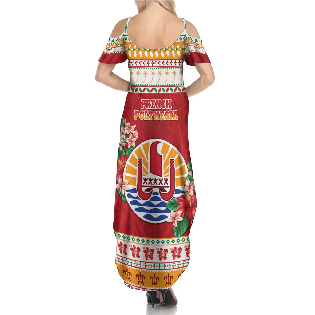 French Polynesia Christmas Summer Maxi Dress Coat Of Arms Merry Xmas