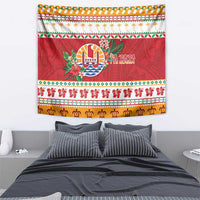 French Polynesia Christmas Tapestry Coat Of Arms Merry Xmas