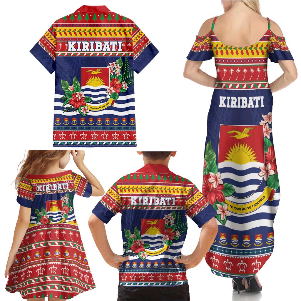 Kiribati Christmas Family Matching Summer Maxi Dress and Hawaiian Shirt Coat Of Arms Tekeraoi Te Kiritimati
