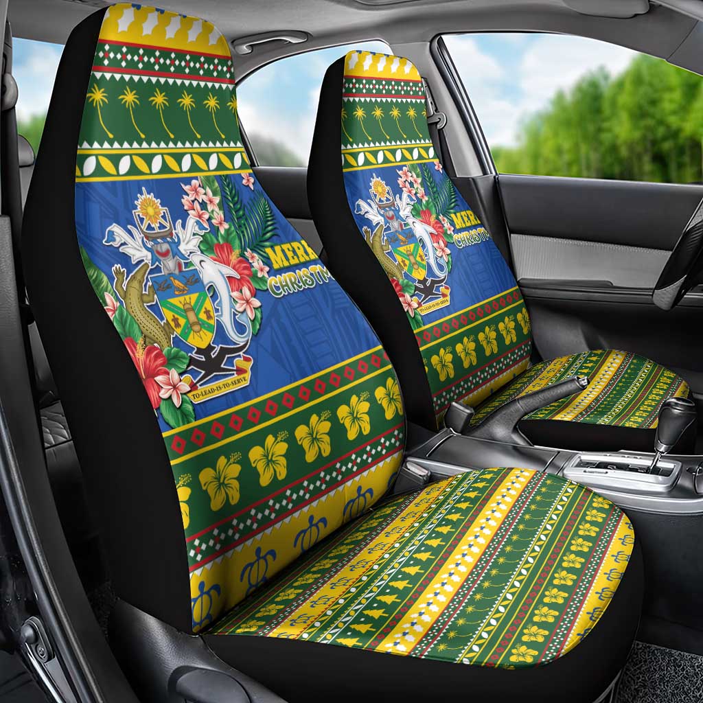 Solomon Islands Christmas Car Seat Cover Coat Of Arms Merry Xmas
