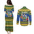Solomon Islands Christmas Couples Matching Puletasi and Long Sleeve Button Shirt Coat Of Arms Merry Xmas