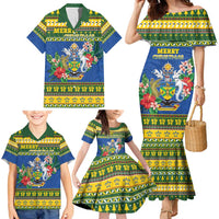 Solomon Islands Christmas Family Matching Mermaid Dress and Hawaiian Shirt Coat Of Arms Merry Xmas