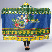 Solomon Islands Christmas Hooded Blanket Coat Of Arms Merry Xmas