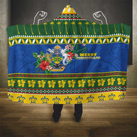 Solomon Islands Christmas Hooded Blanket Coat Of Arms Merry Xmas