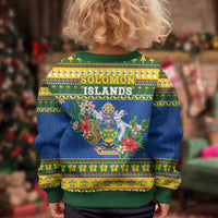 Solomon Islands Christmas Kid Ugly Christmas Sweater Coat Of Arms Merry Xmas