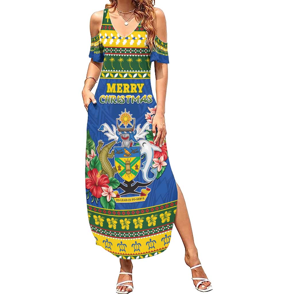 Solomon Islands Christmas Summer Maxi Dress Coat Of Arms Merry Xmas LT