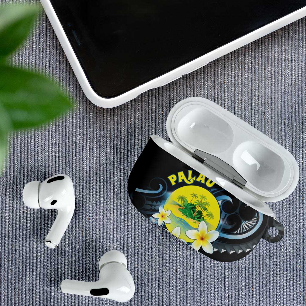 Palau United Nations Day AirPods Case Polynesian Curves Plumeria - Polynesian Pride