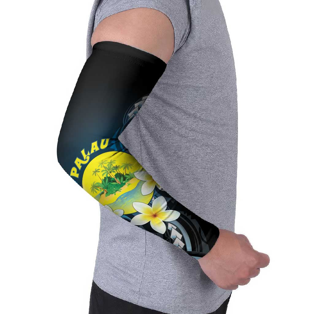 Palau United Nations Day Arm Sleeves Polynesian Curves Plumeria - Polynesian Pride