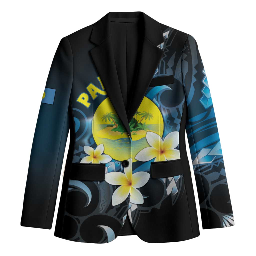 Palau United Nations Day Blazer Polynesian Curves Plumeria - Polynesian Pride