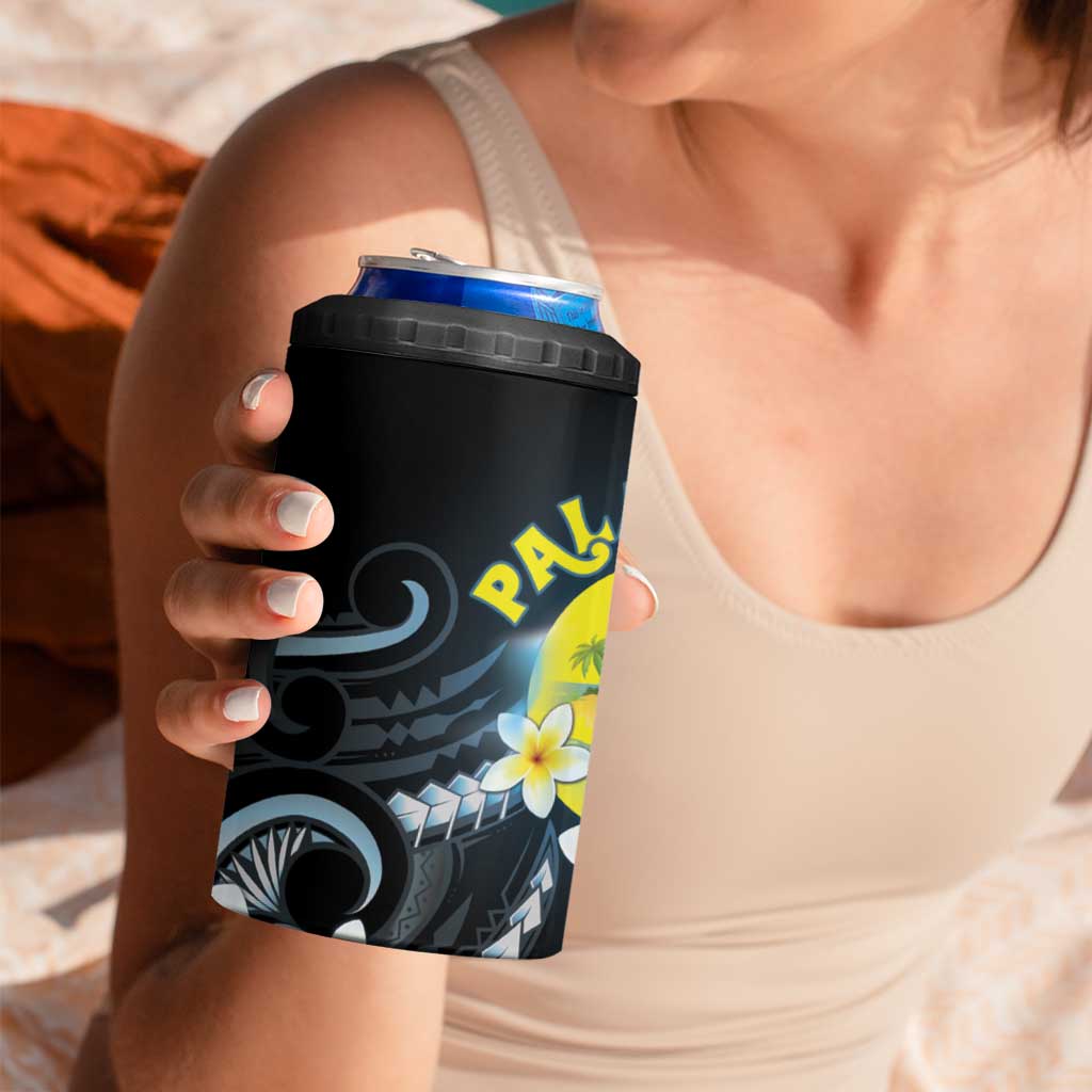 Palau United Nations Day 4 in 1 Can Cooler Tumbler Polynesian Curves Plumeria - Polynesian Pride