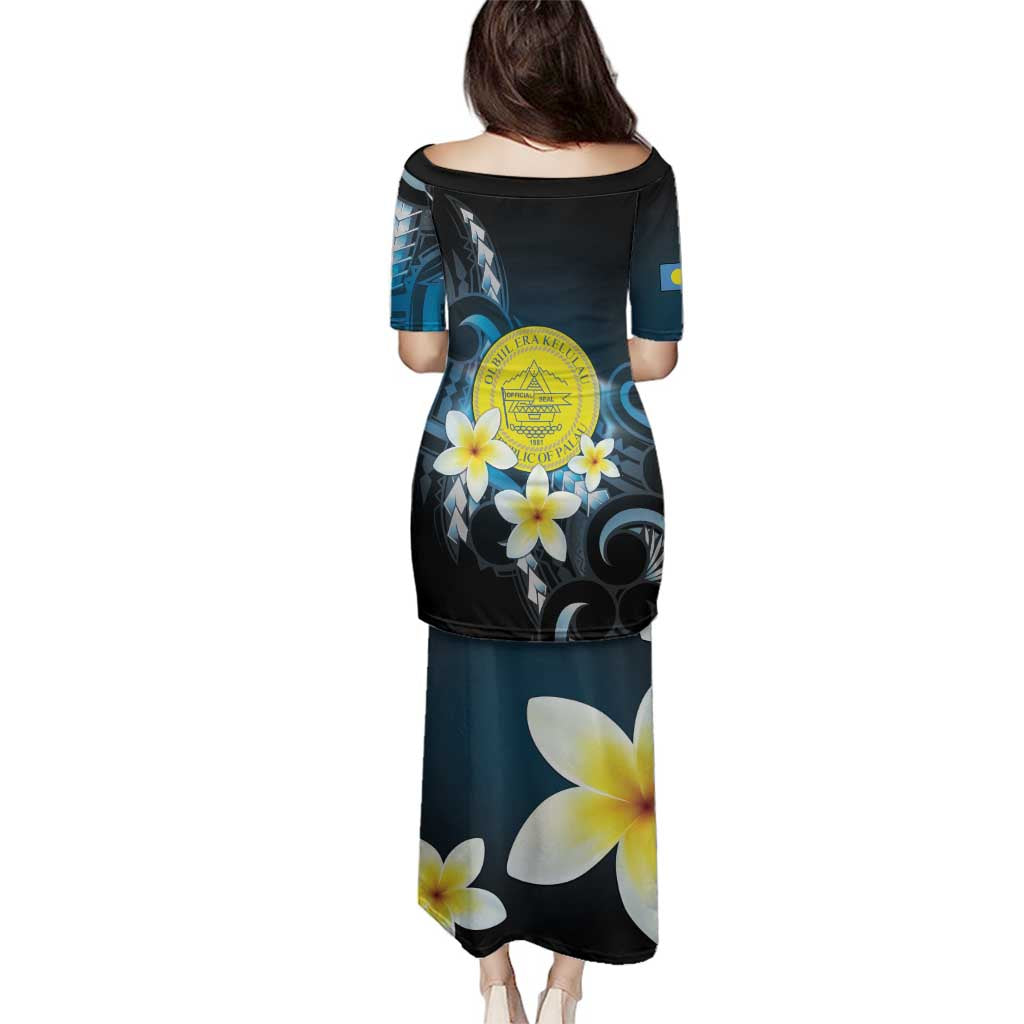 Palau United Nations Day Family Matching Puletasi and Hawaiian Shirt Polynesian Curves Plumeria - Polynesian Pride