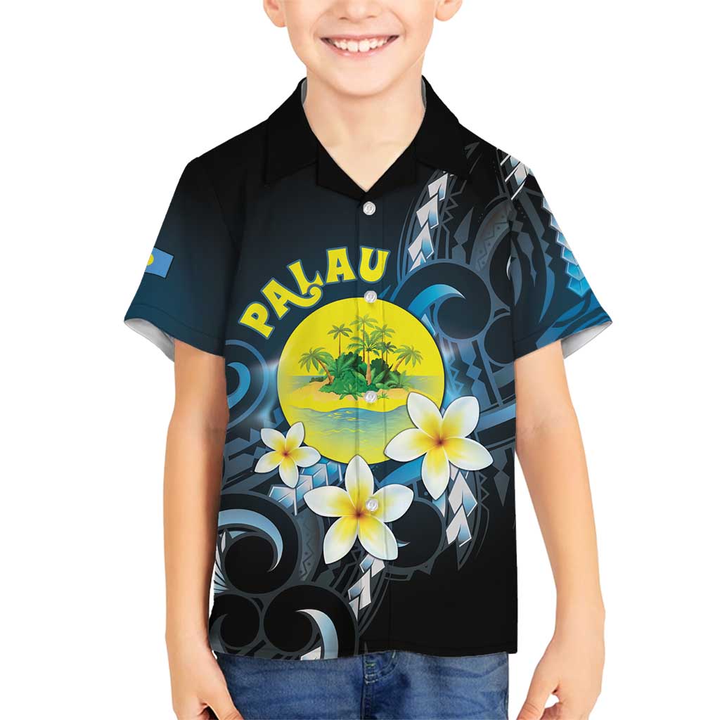 Palau United Nations Day Family Matching Puletasi and Hawaiian Shirt Polynesian Curves Plumeria - Polynesian Pride