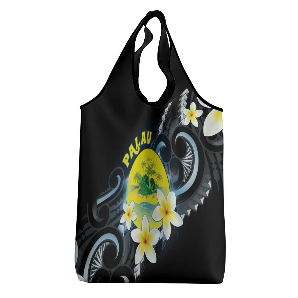 Palau United Nations Day Grocery Bag Polynesian Curves Plumeria - Polynesian Pride