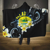 Palau United Nations Day Hooded Blanket Polynesian Curves Plumeria - Polynesian Pride