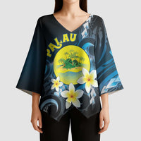 Palau United Nations Day Kimono Sleeve Blouse Polynesian Curves Plumeria - Polynesian Pride
