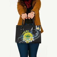 Palau United Nations Day Leather Bag Polynesian Curves Plumeria - Polynesian Pride