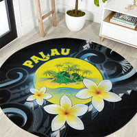 Palau United Nations Day Round Carpet Polynesian Curves Plumeria - Polynesian Pride