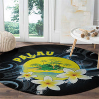 Palau United Nations Day Round Carpet Polynesian Curves Plumeria - Polynesian Pride