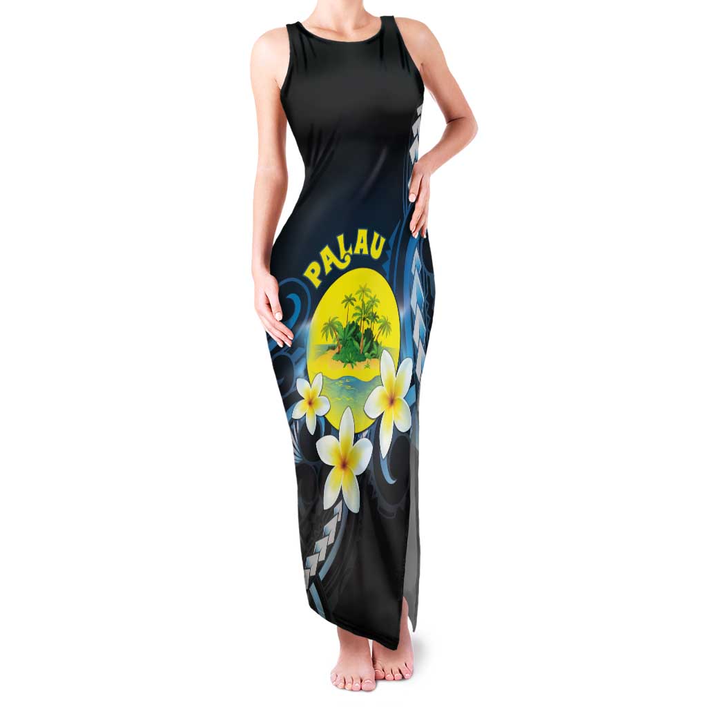 Palau United Nations Day Tank Maxi Dress Polynesian Curves Plumeria - Polynesian Pride