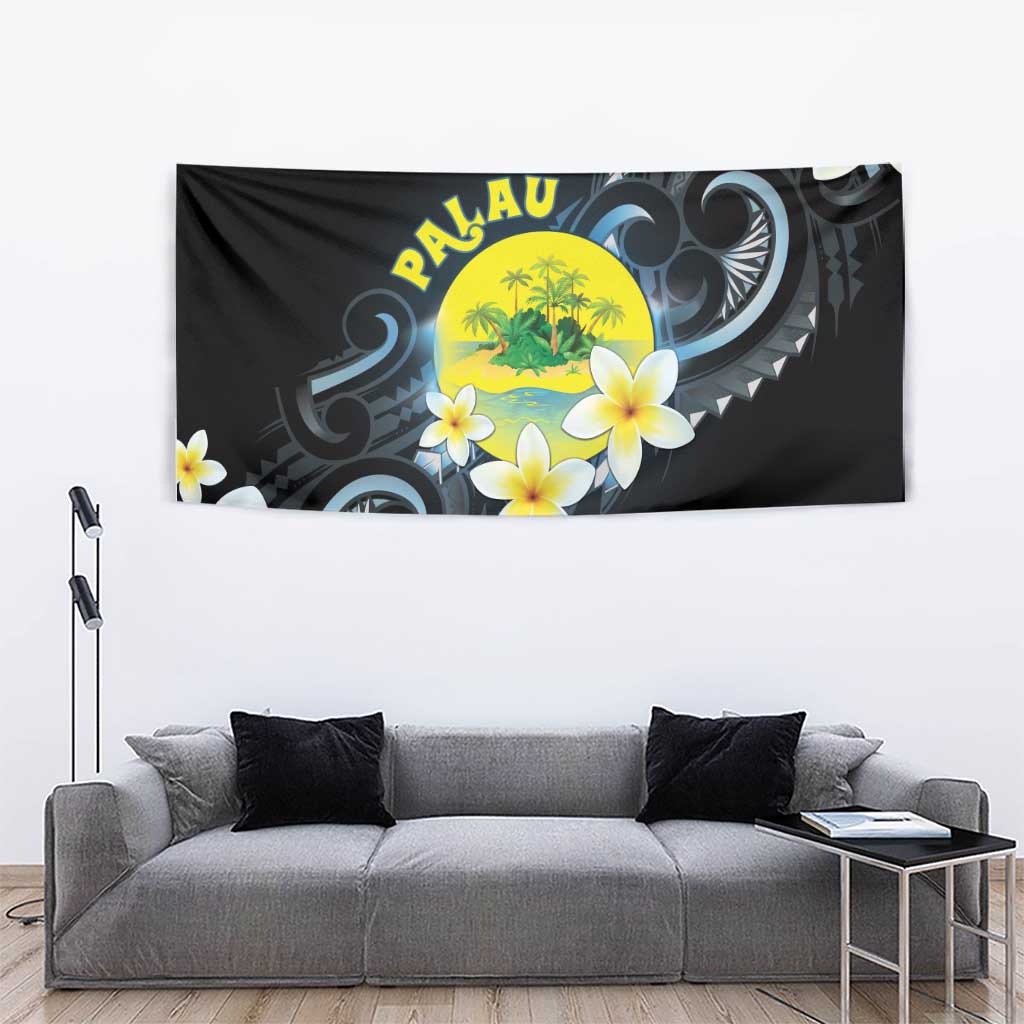 Palau United Nations Day Tapestry Polynesian Curves Plumeria - Polynesian Pride