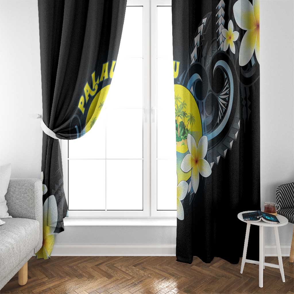 Palau United Nations Day Window Curtain Polynesian Curves Plumeria - Polynesian Pride